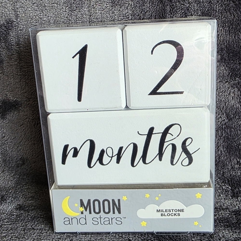 New Baby boy / girl Milestone Blocks White Monthly Weekly Year & Grade Block Set